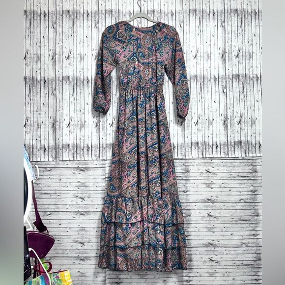 Anthropologie/Boemo Paisley Boho Tiered Maxi Dress - Picture 2 of 9